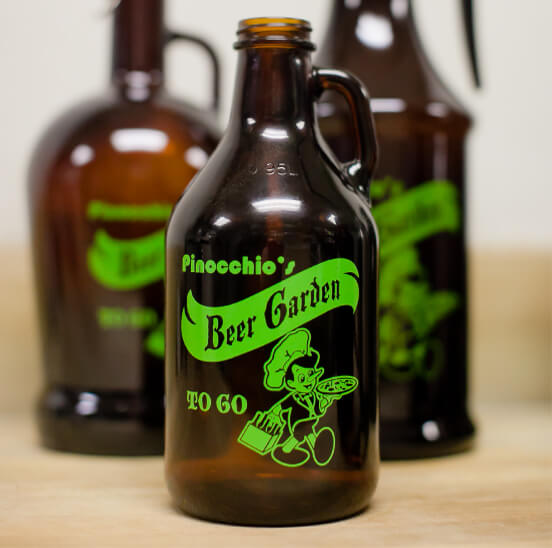 Pinocchio's Beer Garden growlers